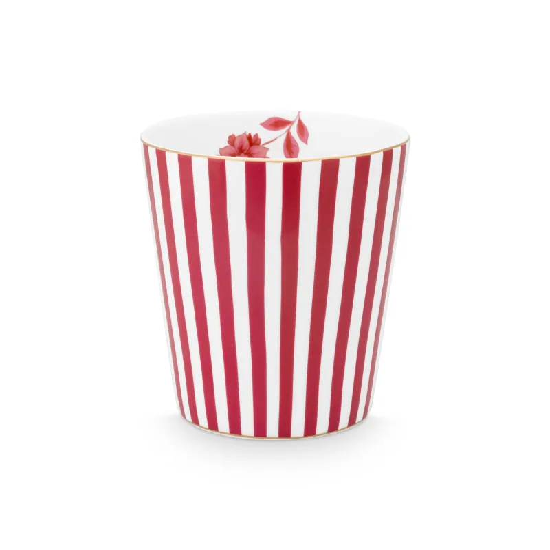 Pip Studio Royal stripes hrnek 270ml, bílo-tmavě růžový
