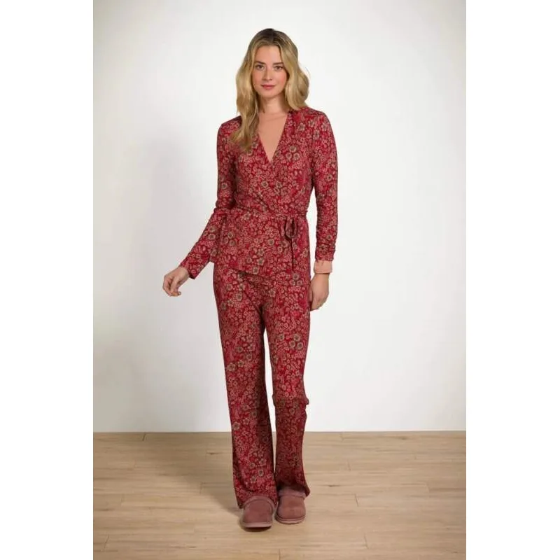 Pip Studio Blake dlouhé kalhoty Daisy Dreams, červené