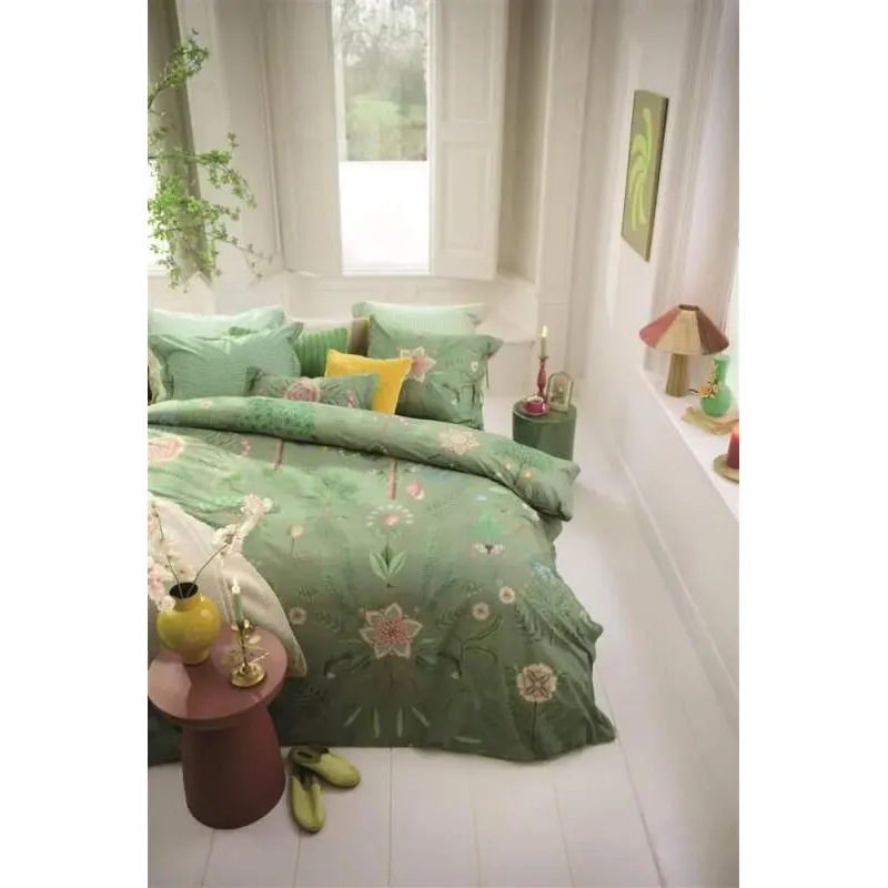 Pip Studio perkálové povlečení Bamboleo zelené 140x200 + 70x90 cm