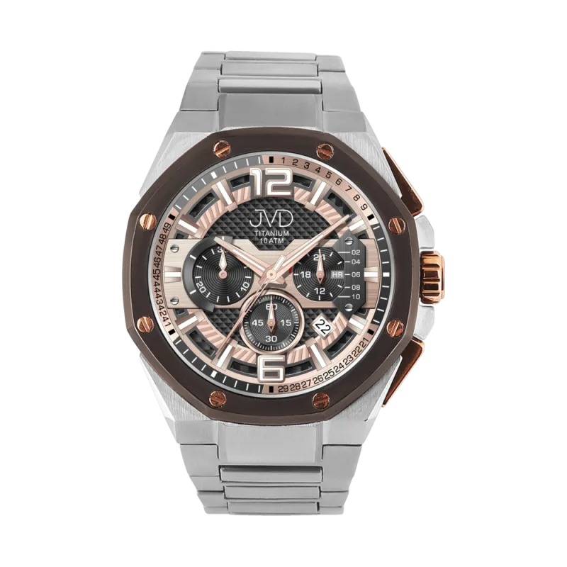JVD Pánské titanové antialergické vodotěsné luxusní hodinky JVD JE2006.1 10ATM