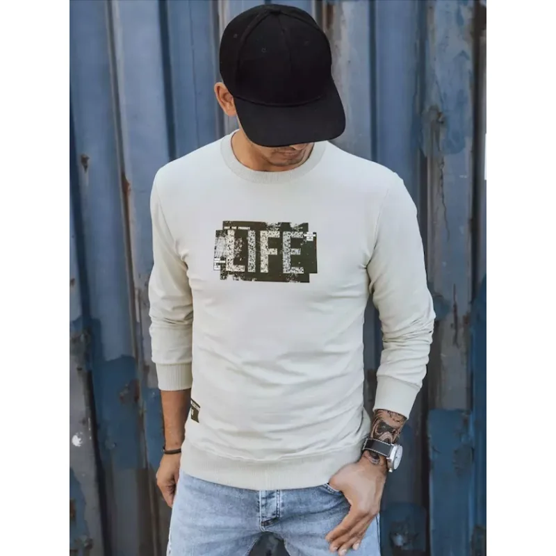 Dstreet pánska mikina LIFE BX5361 béžová XXL