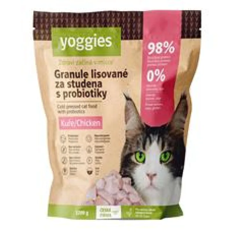 Yoggies Granule pro kočky s kuřecím masem, lisované za studena s probiotiky 1,2 kg
