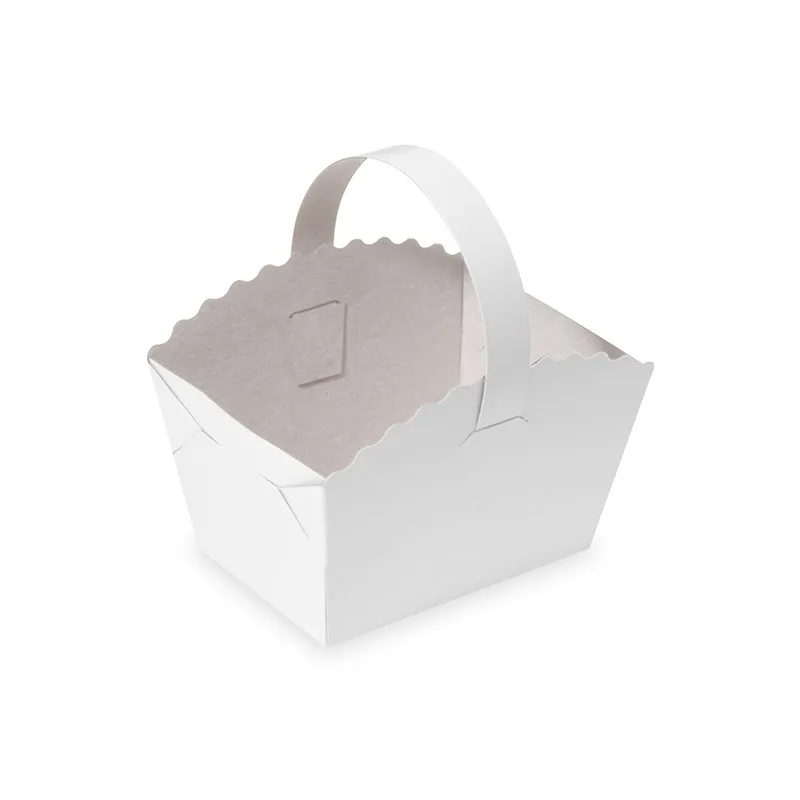 Svatební košíčky s ouškem bílé 10 x 8 x 6 cm [1 ks] (71705.1-3A)