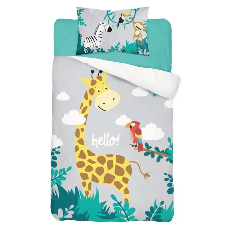 Bavlnené obliečky do postieľky Džungľa Grey 100x135/40x60