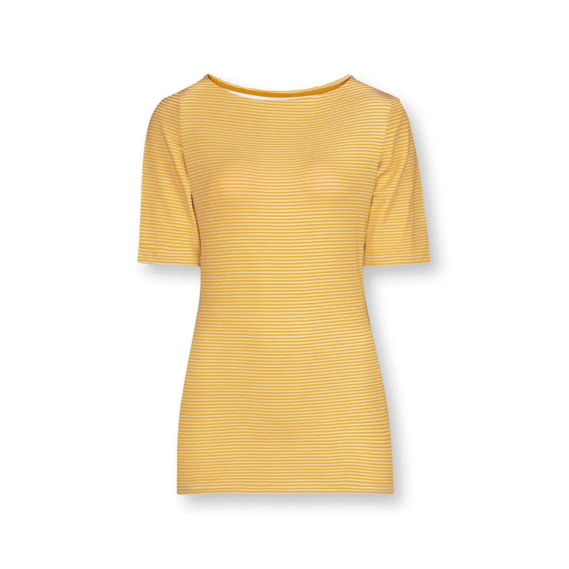 Pip Studio Tjessy tričko s krátkým rukávem Sumo Stripe, žluté