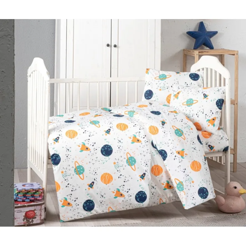 Bavlnené detské obliečky do malej postieľky 90x135, 45x60 cm vesmír