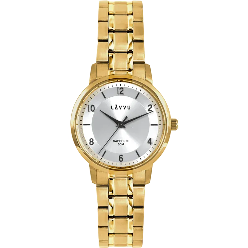 LAVVU Dámské pozlacené hodinky LINSELL gold se safírovým sklem LWL5062
