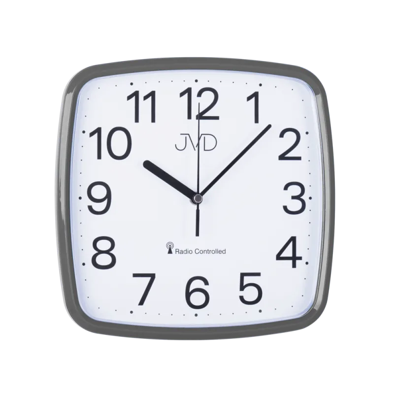 JVD Šedivo-stříbrné hranaté rádiem řízené levné hodiny JVD RH616.6