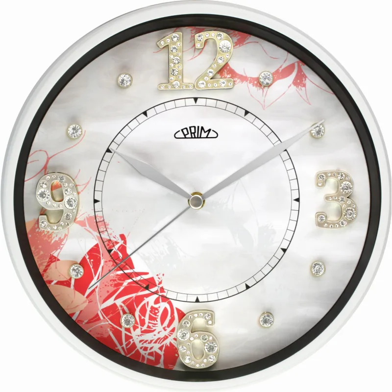 MPM Bílé nástěnné hodiny PRIM Zircon I E04P.3092.00
