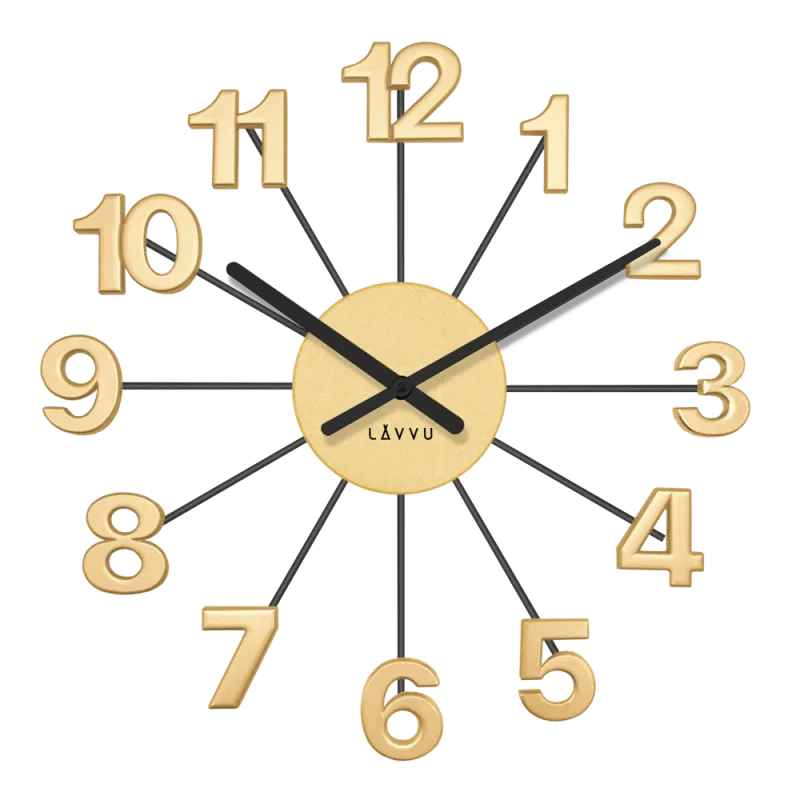LAVVU Designové černo-zlaté hodiny Nuance vyrobené v Čechách ⌀42cm LCT5006