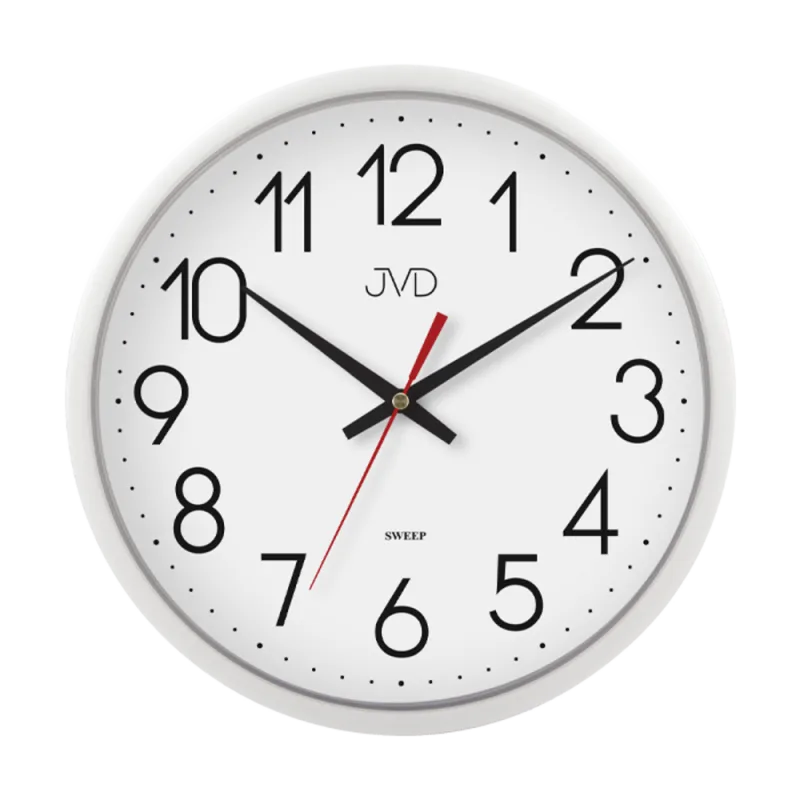 JVD Bílé nástěnné netikající čitelné kulaté hodiny JVD HP614.1