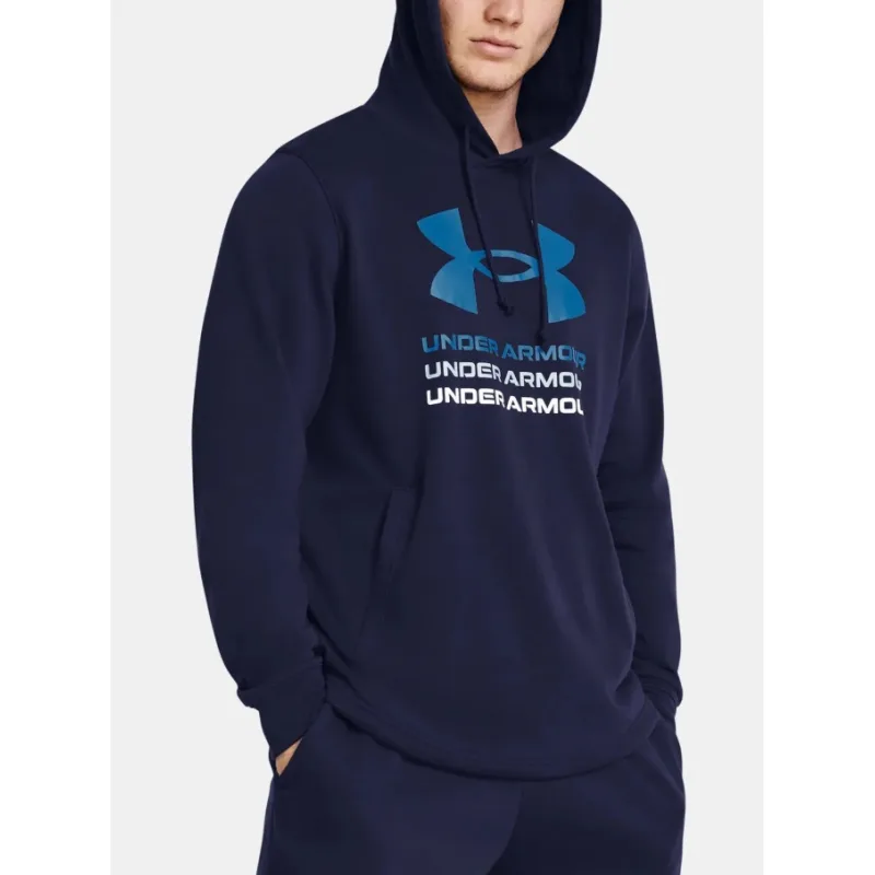 Pánska mikina Under Armour UA Rival Terry Graphic Hood - Blue Veľkosť: Modrá - M