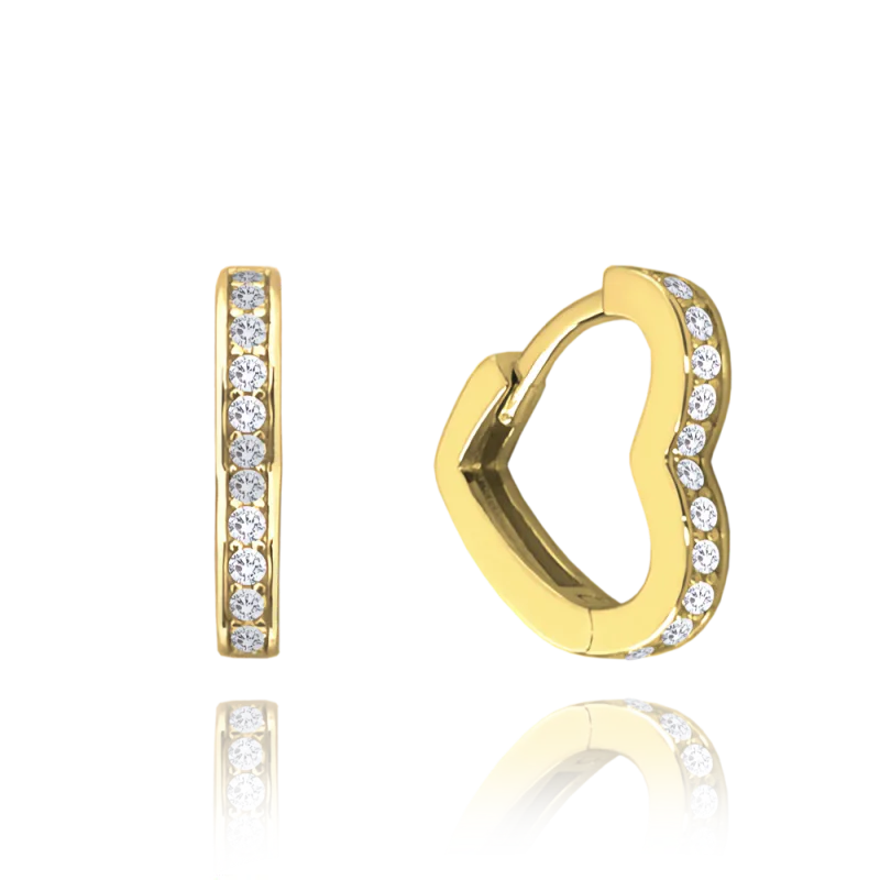 MINET Pozlacené stříbrné náušnice SRDÍČKA s bílými zirkony JMAN0393GE01