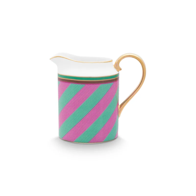 Pip Studio Pip Chique Stripes mlékovka 260ml, růžovo-zelená