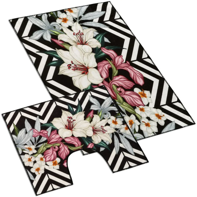 Kúpeľňová sada predložiek Ľálie 3D 60x100 + 60x50cm