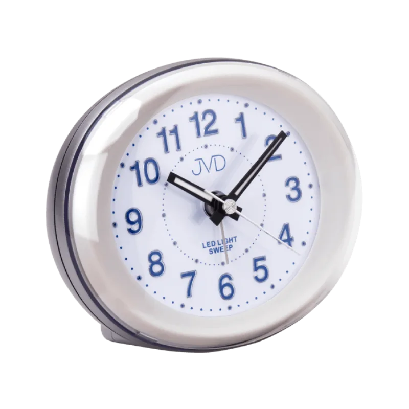 Stříbrný šedý bateriový svítící LED budík JVD sweep SRP810.12