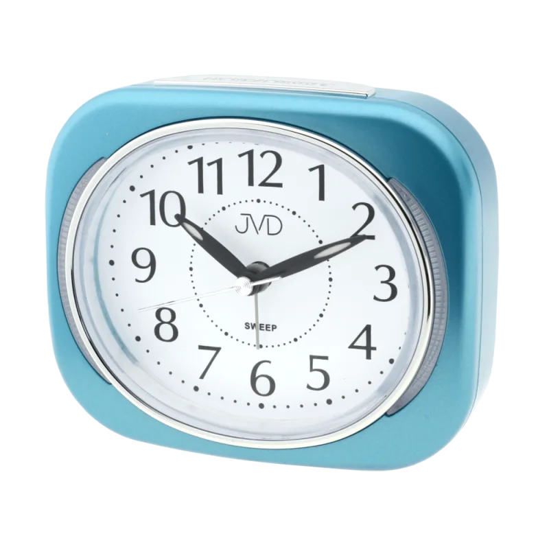 JVD Netikající tichý modrý hrantaý svítící ručkový budík sweep SRP826.5