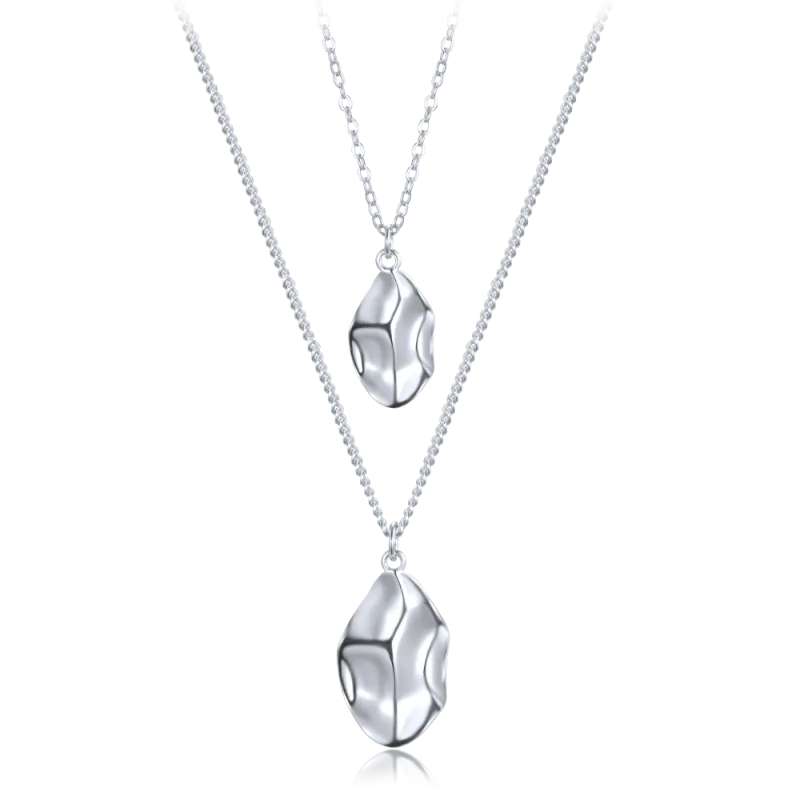 MINET Moderní dvojitý stříbrný náhrdelník JMAS0283SN42