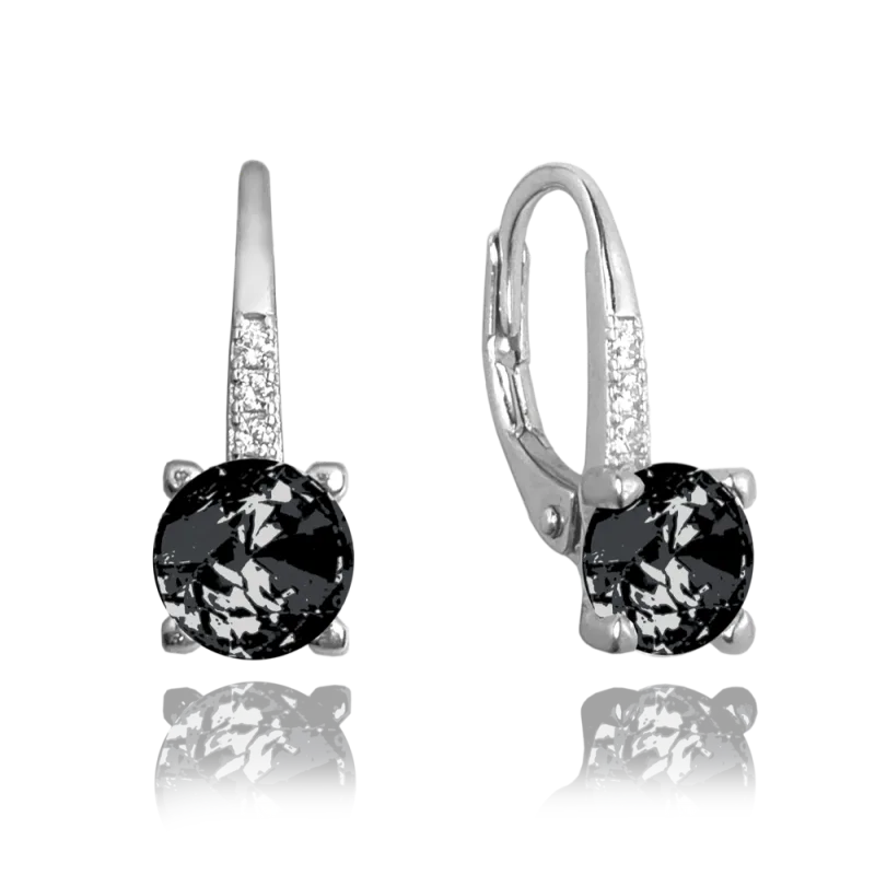 MINET Elegantní stříbrné náušnice s černým zirkonem
