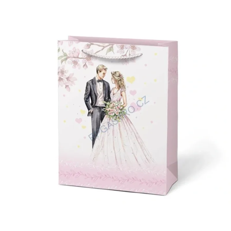 Papírová taška dárková vel.T4 SVATEBNÍ 190x250x90 mm (5252822.4)