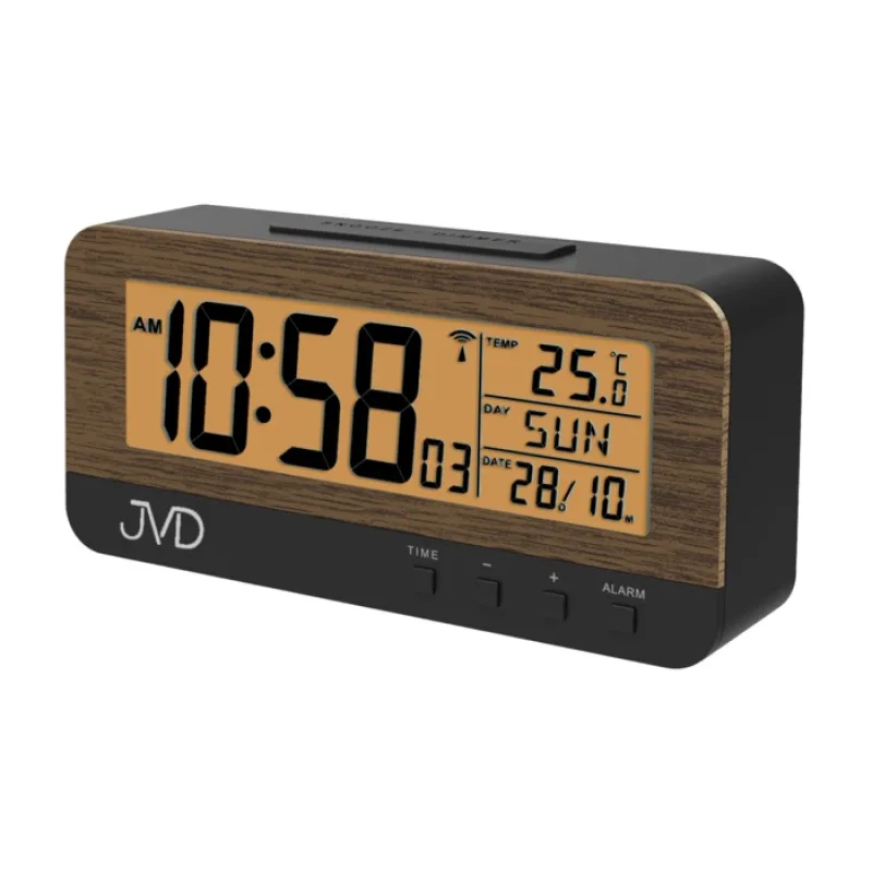 Rádiem řízený budík JVD RB91.2 s teploměrem a podsvícením