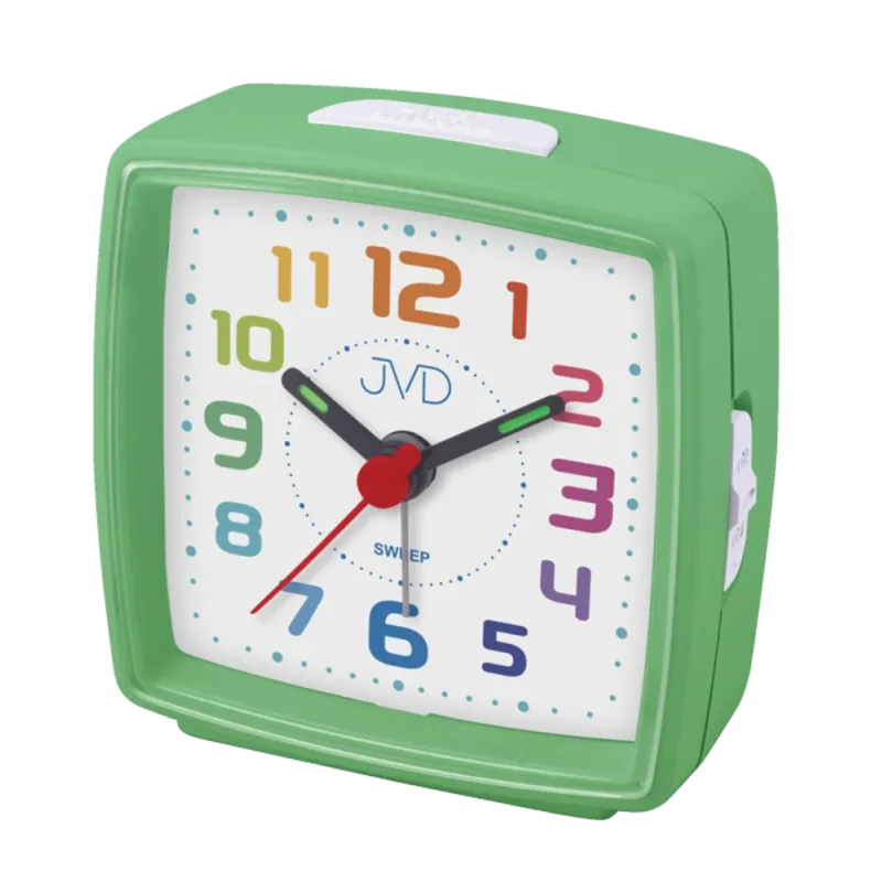 JVD Dětský zelený ručkový netikající tichý budík JVD SRP2811.5