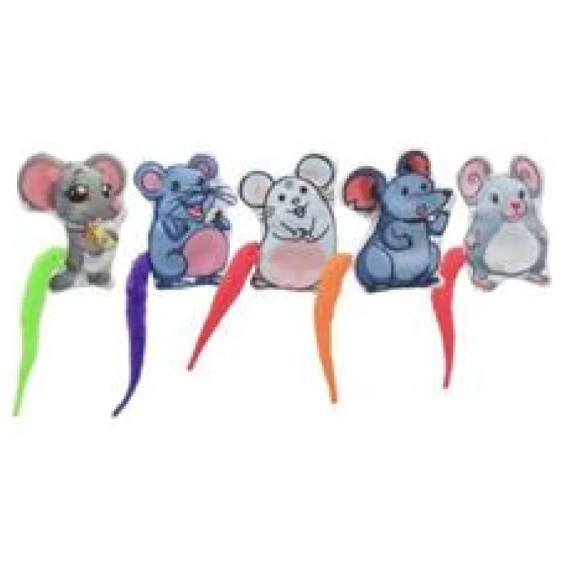 Myška emotivní s catnipem, barevný ocásek, 7.5 cm, látka, 5 druhů 1 ks