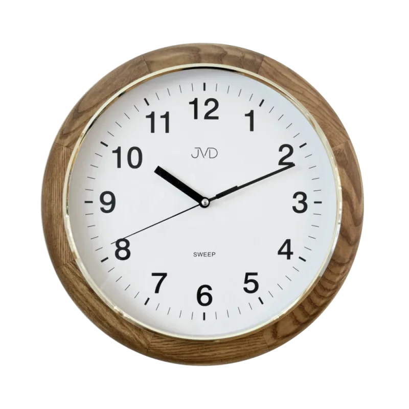 JVD Kulaté dřevěné netikající tiché nástěnné hodiny JVD NS19040/78