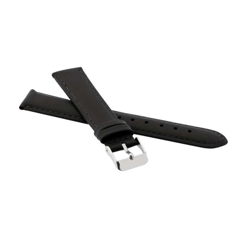 JVD Unisex černý kožený řemínek na hodinky R17401/18