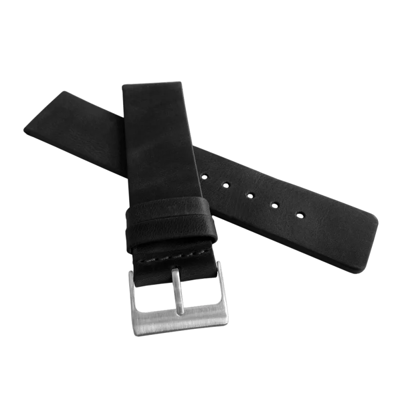 Černý hladký řemínek LAVVU PLAIN z luxusní kůže Top Grain - 24mm LSCUB24