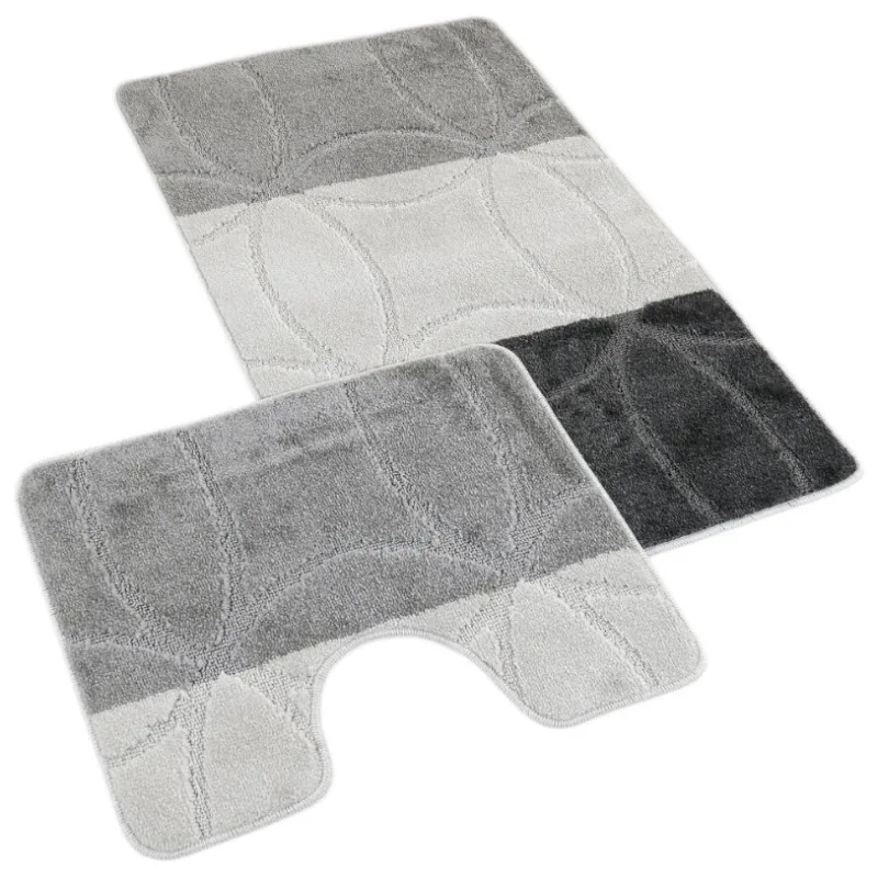 Kúpeľňová a WC predložka geometria sivá 60x100+60x50cm