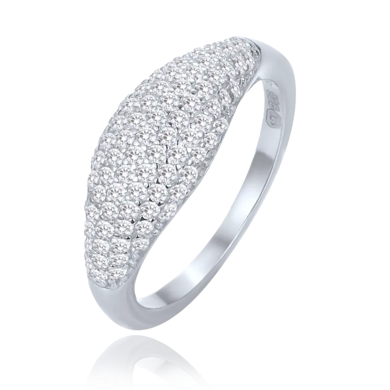 MINET Stříbrný prsten kapka s bílými zirkony vel. 56