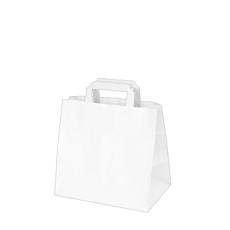 Papírové tašky 26+17 x 25 cm bílé [50 ks] (47326)