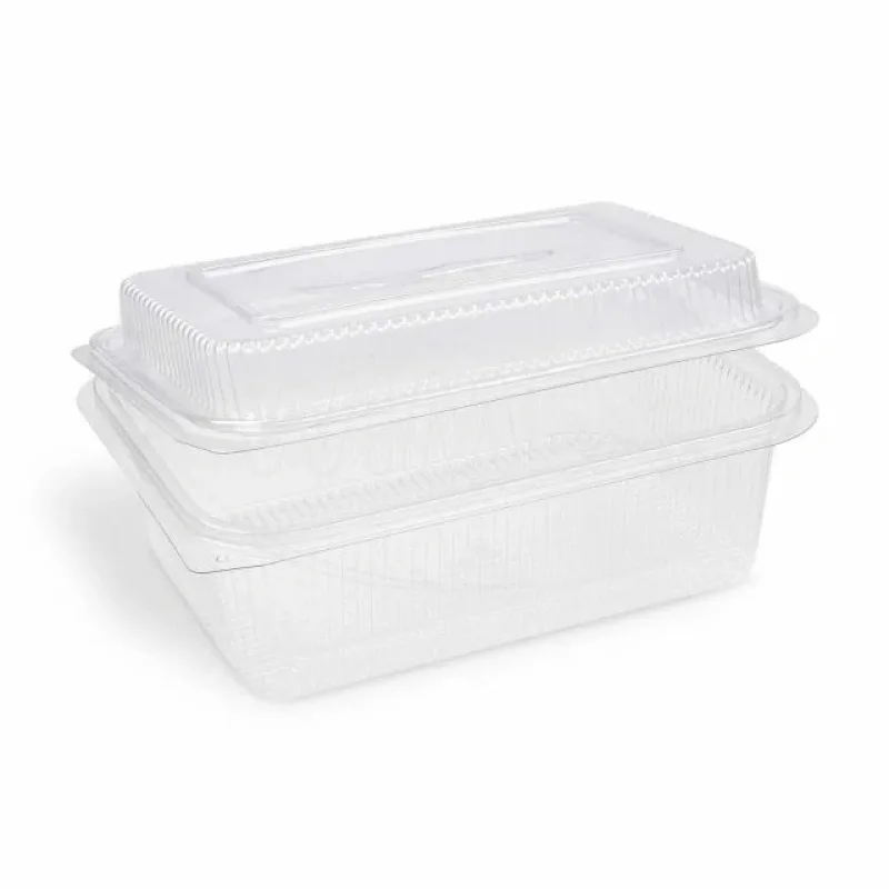 Miska hranatá průhledná s vypouklým víčkem 1500 ml + 450 ml (rPET) [50 ks] (77716)