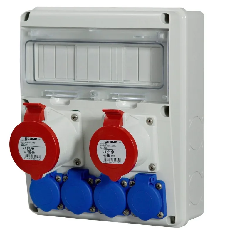 SCAME-SK, s.r.o. SCAME ENERBOX 633.312222 Zásuvková rozvodnica 4x230V 1x16A+1x32A/400V 5P s okienkom
