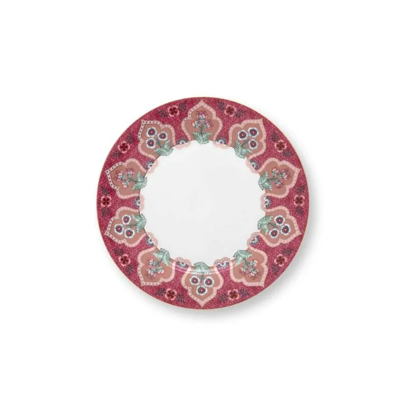 Pip Studio Flower Festival talíř Ø21cm, tmavě růžová