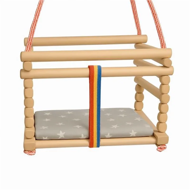 Detská hojdačka buková Baby Mix prírodná + poduška