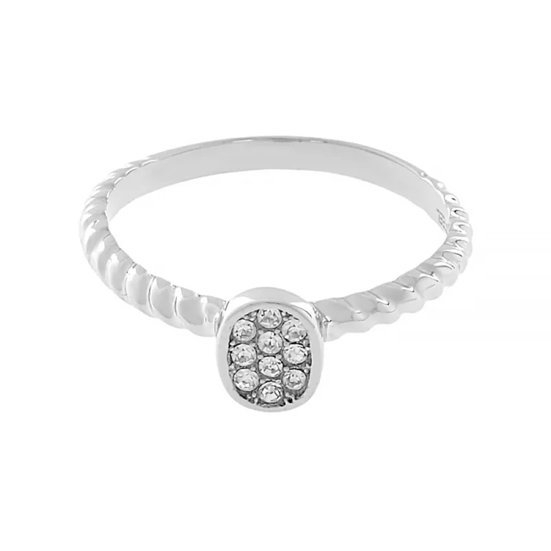 Nerezový prsten Twist (velikost 54) - stříbrné barvy