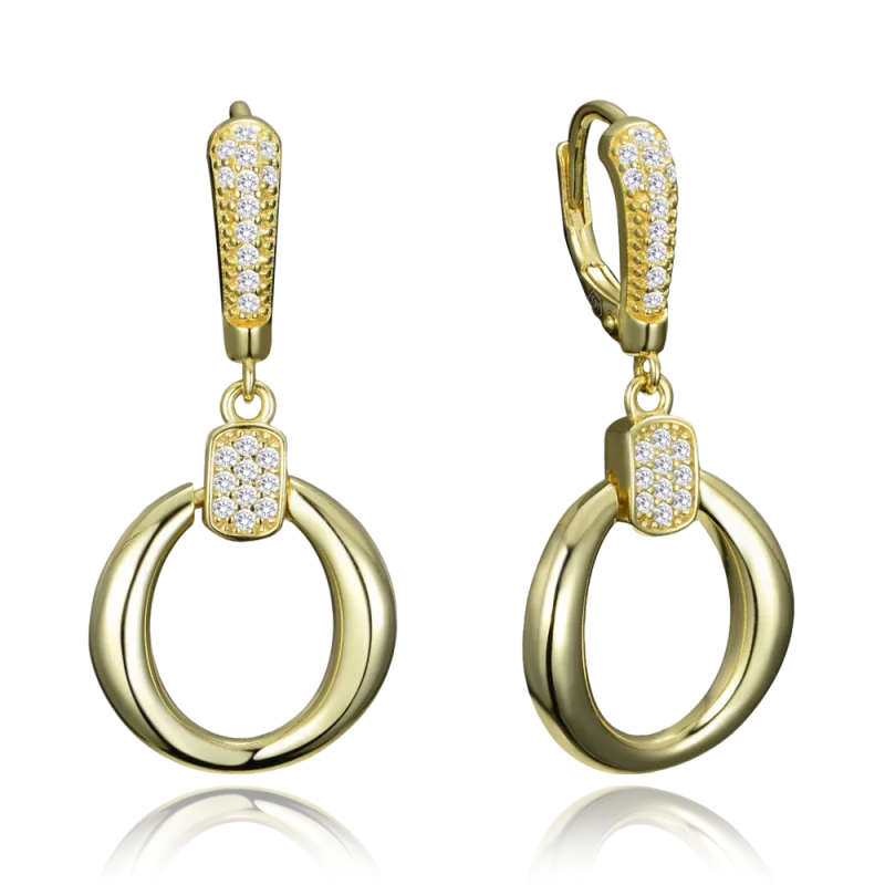 MINET Elegantní pozlacené stříbrné náušnice se zirkony