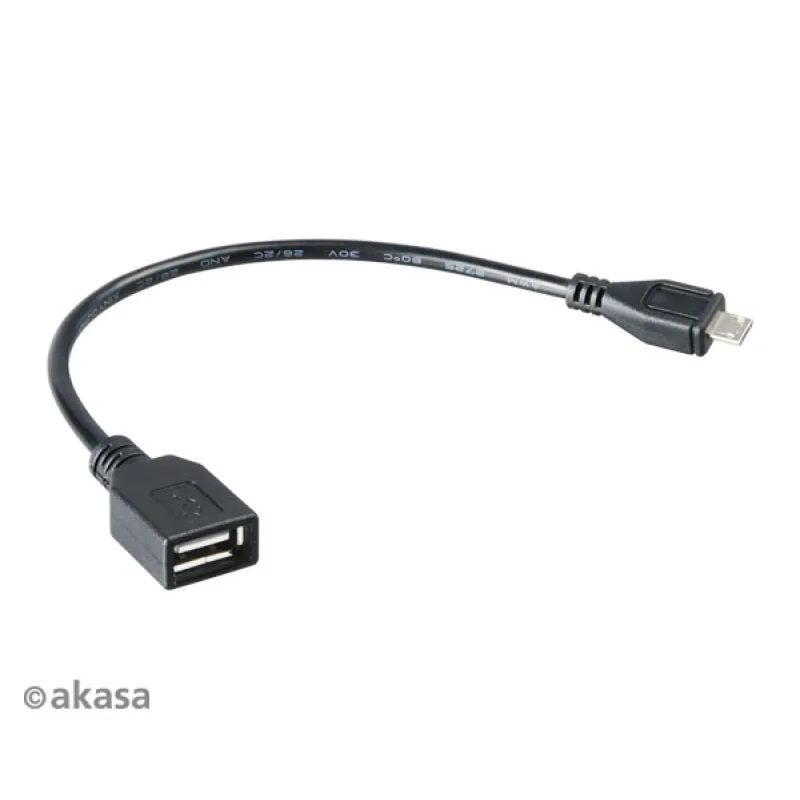AKASA - USB kábel OTG - mikro USB na USB - 15 cm AK-CBUB25-15BK