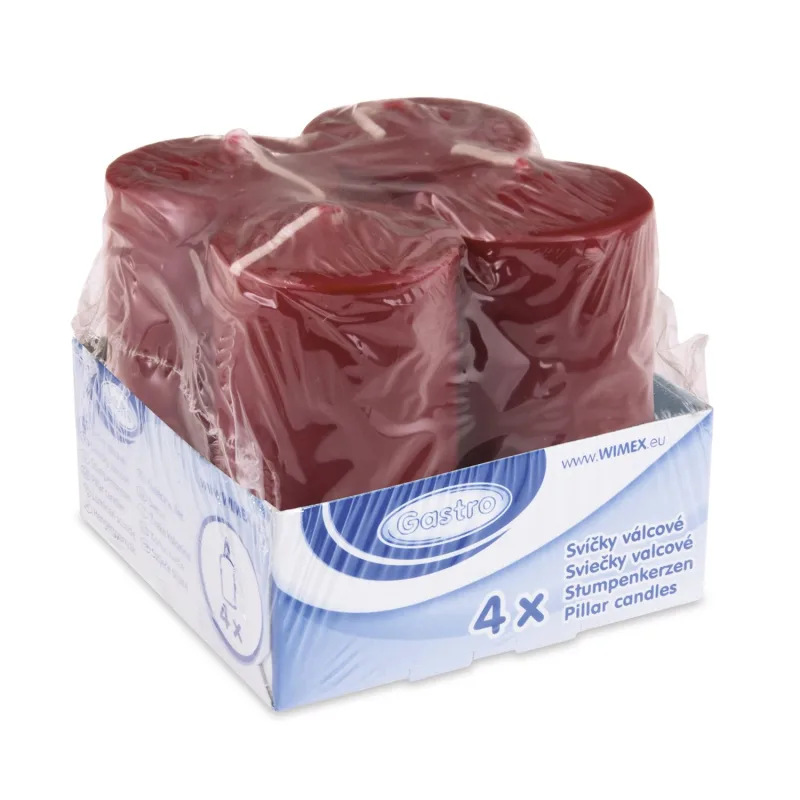 Svíčka válcová Ø 50 x 100 mm bordová [4 ks] (33208)