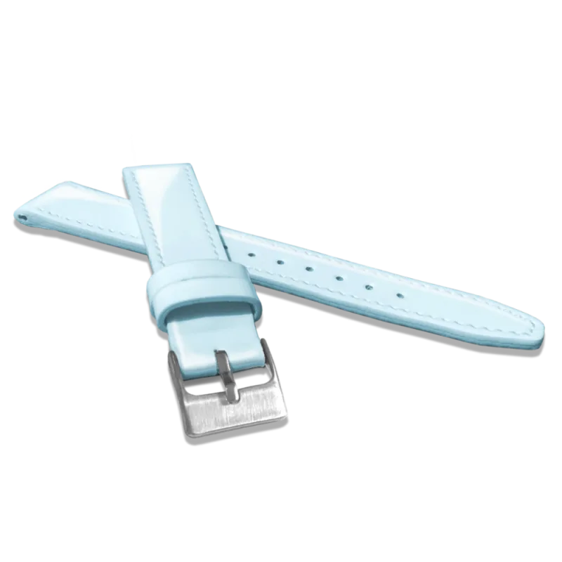 Světle modrý kožený řemínek s vysokým leskem MINET GLAMOUR - 14 MSOUJ14