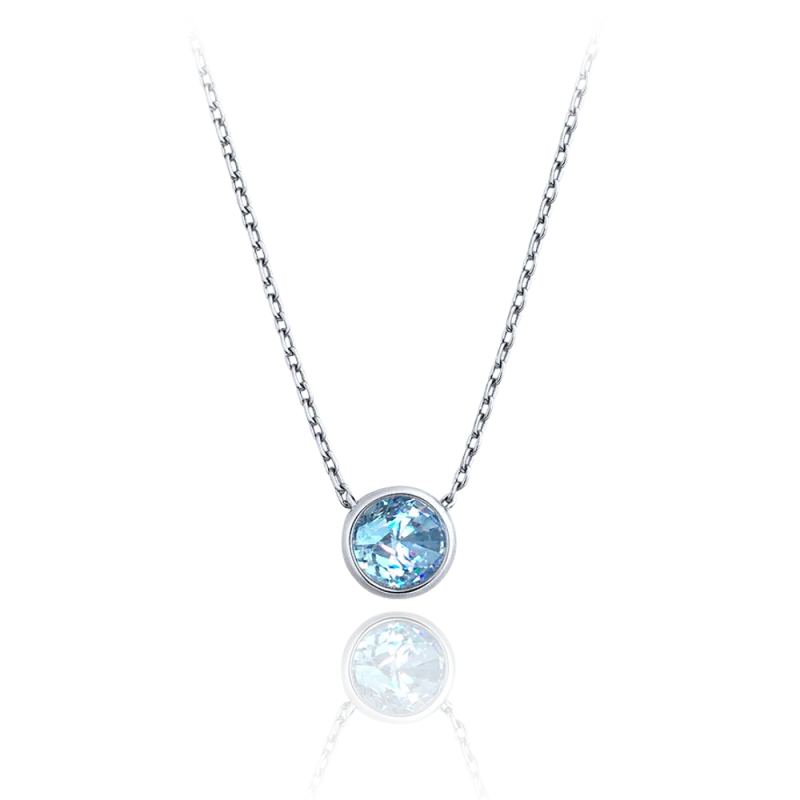 MINET Elegantní zlatý náhrdelník se světle modrým zirkonem Au 585/1000 1,75g JMG0270ASN42