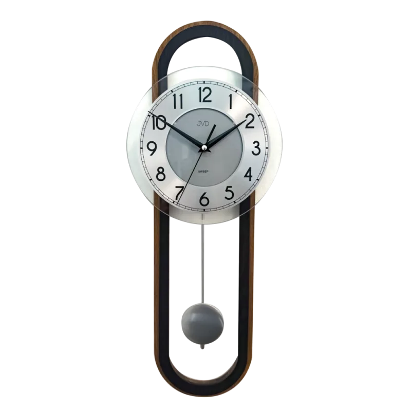 JVD Designové dřevěné netikající tiché skleněné kyvadlové hodiny JVD NS22010/78
