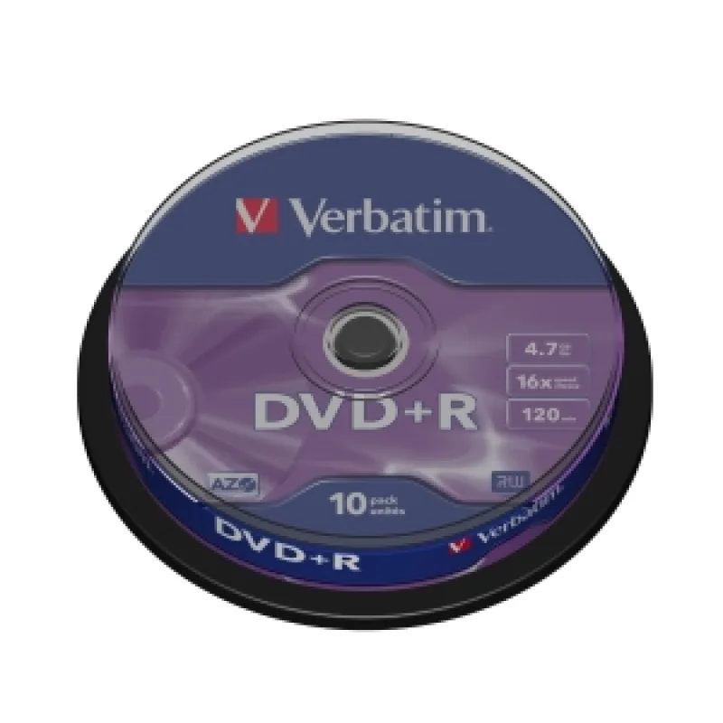 VERBATIM DVD+R(10-Pack)Spindl/ MattSlvr/ 16x/ 4.7GB 43498