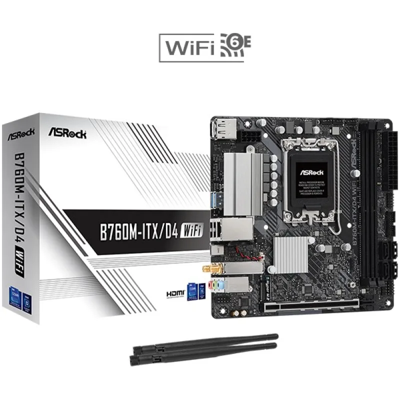 ASRock MB Sc LGA1700 B760M-ITX/ D4 WiFi, Intel B760, 2xDDR4, 1xDP, …