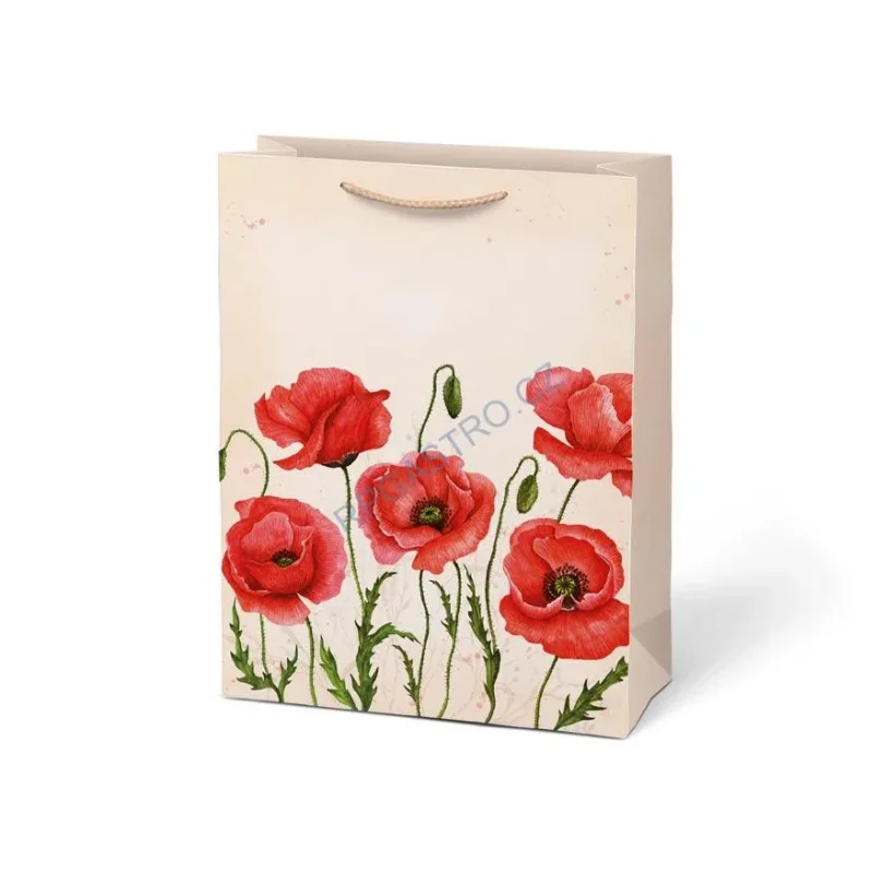 Papírová taška dárková vel.T5 s květinami, motiv 1, 260x340x140 mm (5252755.1)
