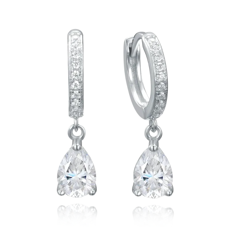 MINET Luxusní stříbrné náušnice kroužky s bílými zirkony JMAN0554SE00 SKLAD