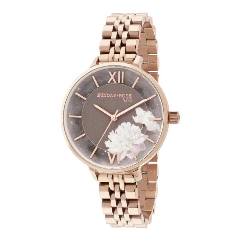 SUNDAY ROSE Dámské luxusní designové hodinky SUNDAY ROSE Enchanted Rosy Sunset SUN-E03