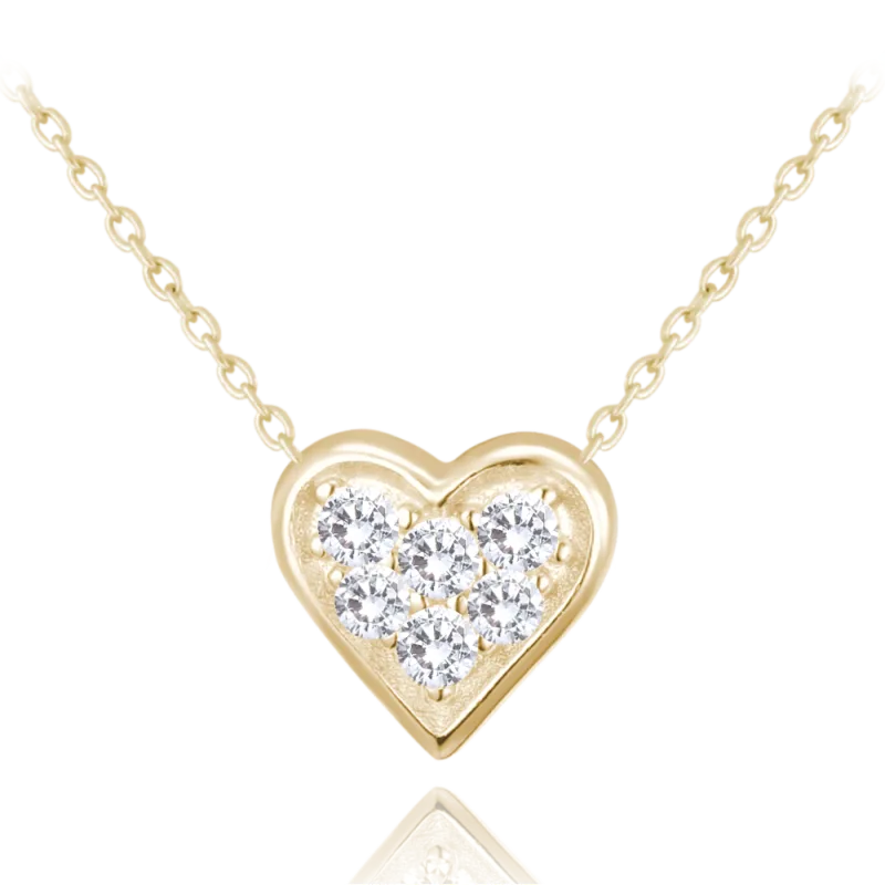 MINET Pozlacený stříbrný náhrdelník se srdíčkem s bílými zirkony